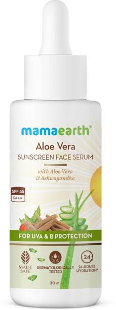 MamaEarth Aloe Vera Sunscreen Face Serum with SPF 55, with Aloe Vera & Ashwagandha - SPF 55 PA+++