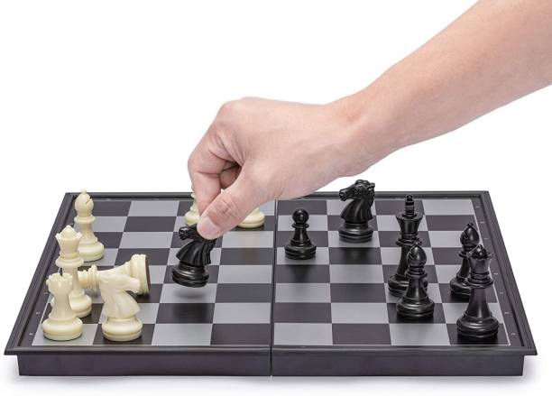 DN EXPORT 10 Inch Plastic Black &White Chess,Travel Magnetic Chess Toys for Kids And Adult Educational Board Games Board Game