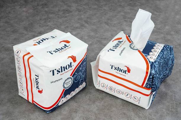 Tshot PRIME PACK Soft Tissue Paper Napkin ( Tissue Paper- 100) (Pack of 2) White Paper Napkins