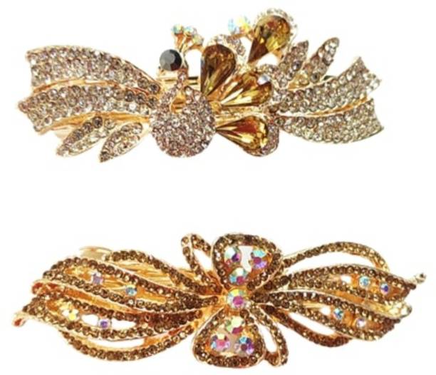 NewJainTraders Jewellery Designer Handcrafted Hair Back Clip Women and Girls - Pack of 2 Clips Back Pin