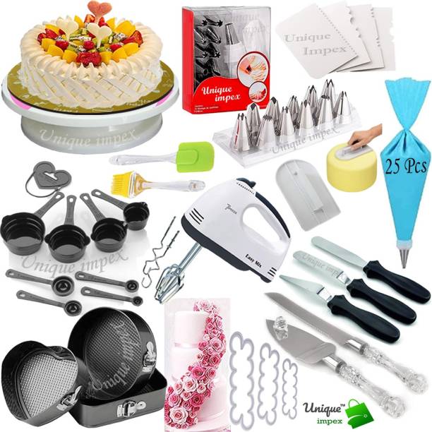 Unique Impex All In One Cake Making Tools Combo-8 cake making materials combo set with blender - cake baking set combo Multicolor Kitchen Tool Set