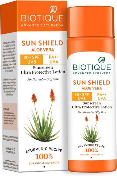 BIOTIQUE SUN SHIELD ALOE VERA 30+SPF Sunscreen Lotion - SPF 30+ PA++