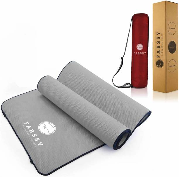 Fabssy 6mm Anti Skid EVA Tearless Yoga Mat with Carry Bag for Men, Women & Kids Grey 6 mm Yoga Mat