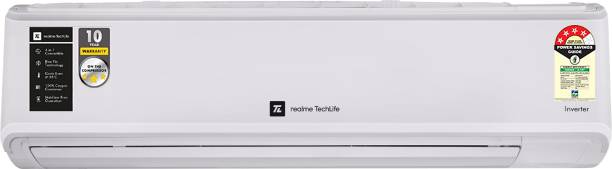 realme TechLife 4-in-1 Convertible 1 Ton 4 Star Split Inverter , AC  - White