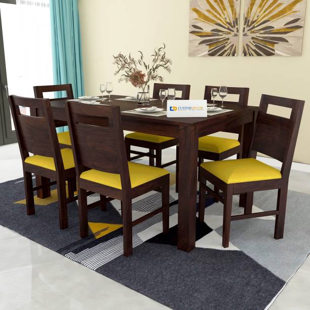 Custom Decor Indian Sheesham Wood Solid Wood 6 Seater Dining Set