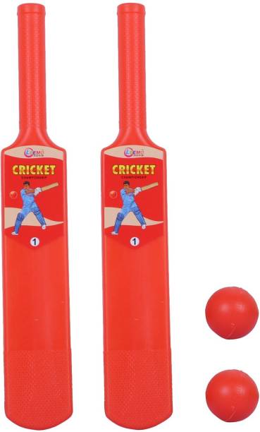 Rihishtoys Plastic Cricket set for 1.5 to 3 Year kids Bat & Ball (2 bat, 2 Ball)(any color) Cricket Kit