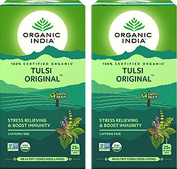 ORGANIC INDIA Tulsi Original 25 Tea Bags- (Pack Of 2) Tulsi Green Tea Bags Box