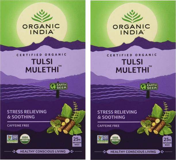 ORGANIC INDIA Mulethi Tulsi Herbal Infusion Tea Bags Box