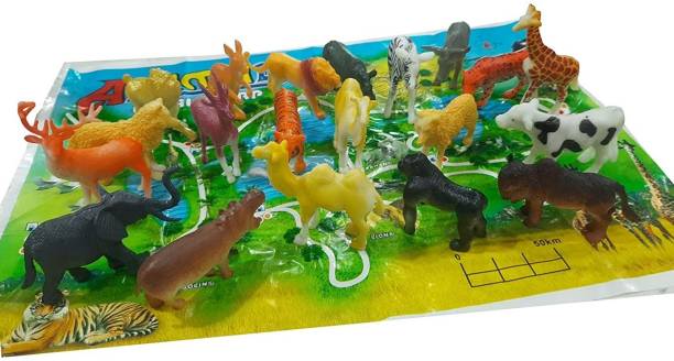 HALO NATION 20 Pc Jungle Animals With Forest Layout Zoo...