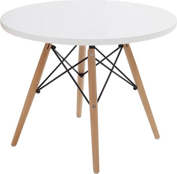 Deal Dhamaal Beechwood Legs 60 cm DSW Circular Ormond Coffee Table (White) Engineered Wood 2 Seater Dining Table