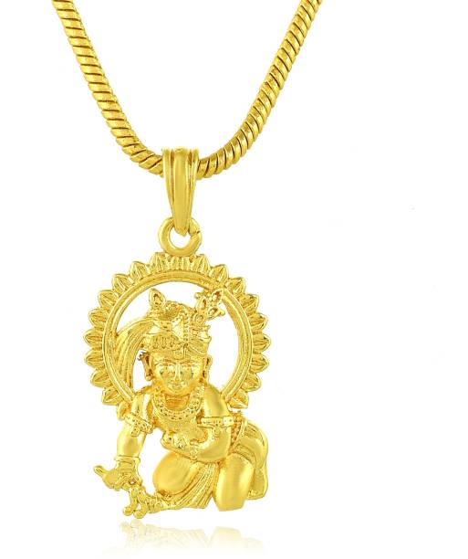 PYR Fashion Radha Krishna Locket Chain Daily Use Jewelry for Men Women, Boys Girls Gold-plated Cubic Zirconia Alloy Pendant Set