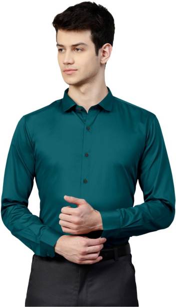 SIDDIQUI CREATION Men Solid Formal Green Shirt