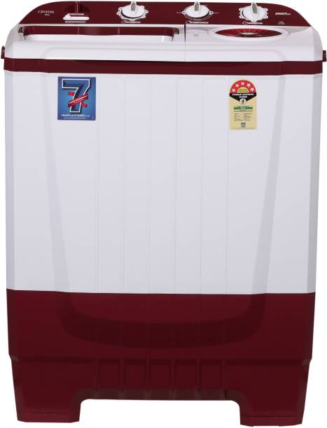 ONIDA 8 kg 5 star and In-built Basket Semi Automatic Top Load Red, White