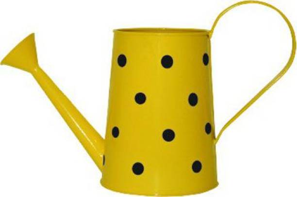 SS Collection Iron Polka Dots Garden Watering Can (yellow, Pack of 1) 2 L Water Cane