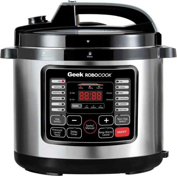 Geek Robocook Nuvo - 6L Stainless Steel Electric Pressure Cooker, Rice Cooker, Slow Cooker, Travel Cooker