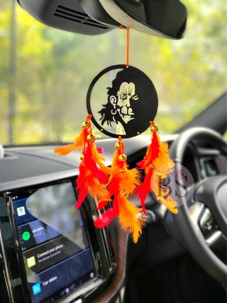 BS AMOR Dream Catcher Hanuman ji Car Hanging Car Hanging ~ Handmade Hanging Garden, Car Feather Dream Catcher