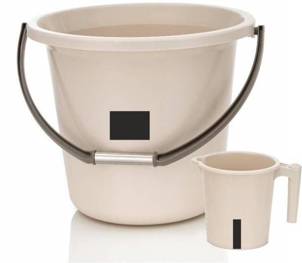 AK HUB New Heavy Duty Round Bathroom Set, Bathroom Accessories Bucket & Mug Combo ( Bucket 18 Ltr / Mug 1 L ) 18 L Plastic Bucket