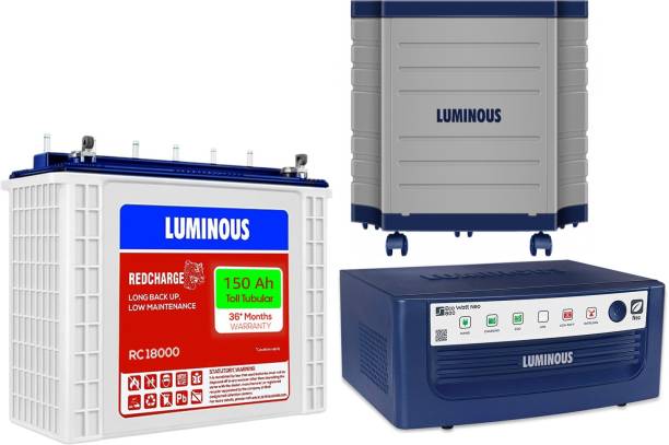LUMINOUS RC 18000 150Ah Battery with Eco Watt Neo 800 Inverter & Trolley Tubular Inverter Battery