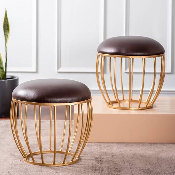 nestroots Metallic Stool Set of 2 Table | Stool for Living Room Sitting Sofa Bed Side Nesting Table for Foot Rest with Iron Legs Home Furniture Stool