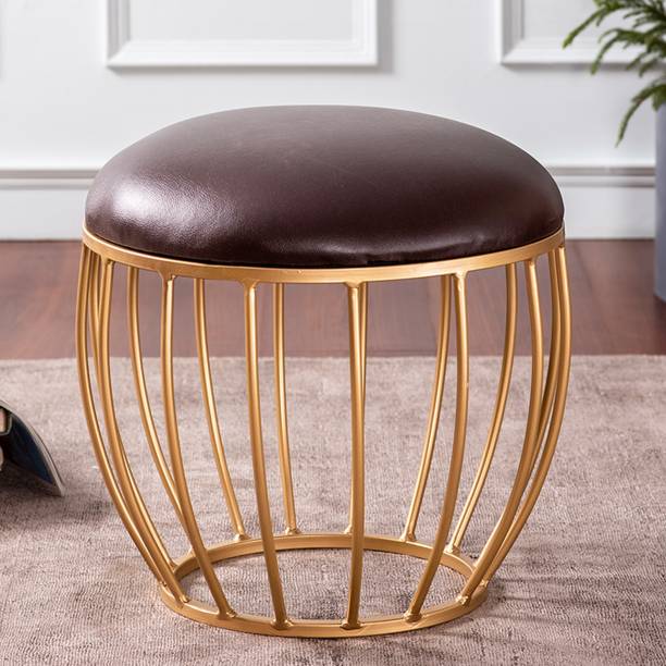 nestroots Stool for Living Room with Designer Metallic Legs for Added Stability Stool | Ottoman Footstool for Living Room Outdoor Stool Furniture(Brown) Stool