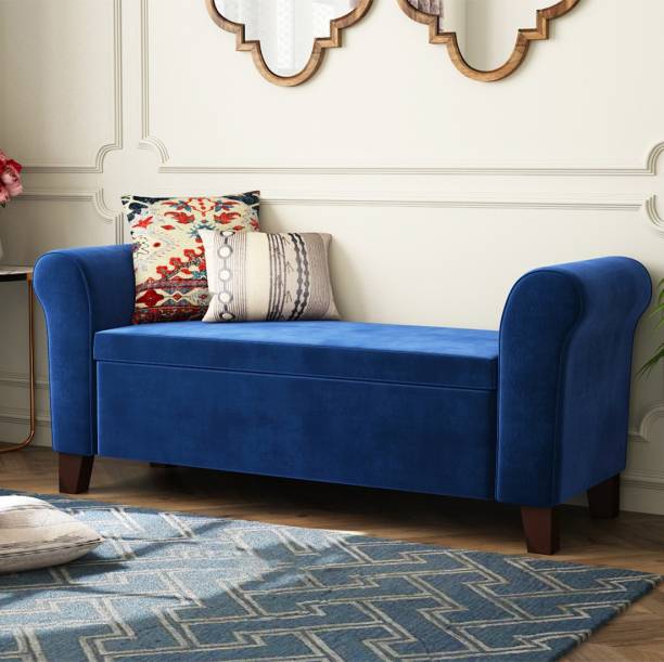 Torque Crystal Fabric Sofa Bench For Living Room| Bedroom| Office - Blue Fabric 2 Seater