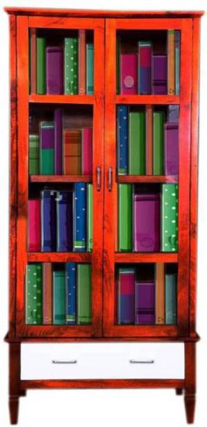 VARSHA FURNITURE Solid Indian Sheesham Wooden Bookshelf With door and Drawer Solid Wood Close Book Shelf