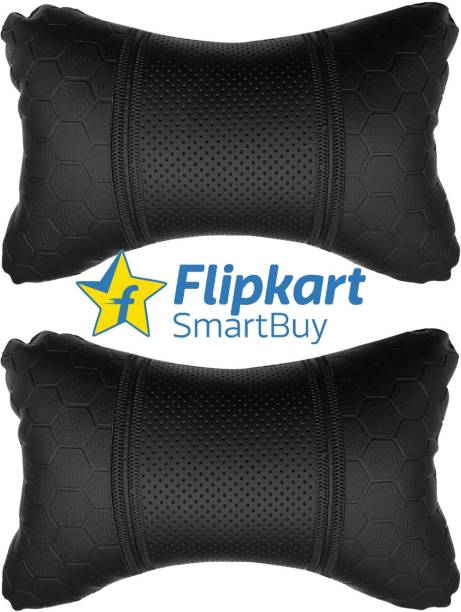 Flipkart SmartBuy Black Leatherite Car Pillow Cushion for Universal For Car