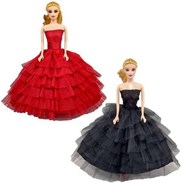 mini gifts - Doll Set for Girls, Doll Set With Frock (Red and Black)