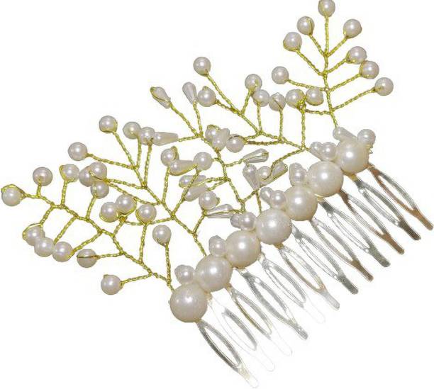 The Appealing accessories GOLDEN HAIR COMB WITH MOTI Back Pin