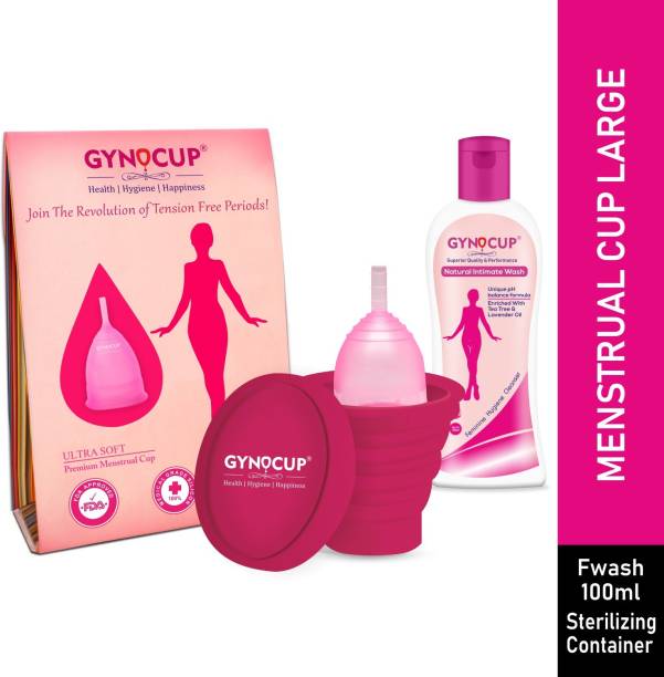 Gynocup Menstrual Cup With Female Intimate Wash & Sterilizer Container (combo)(Large)