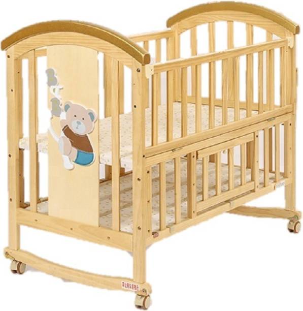 BabyTeddy BabyTeddy 9 in 1 Multifunctional Baby Crib, Baby Wooden Cot, Bed, Rocker/Swing,Convertible Desk and Kid's Sofa with Mattress and Mosquito Net (Natural).