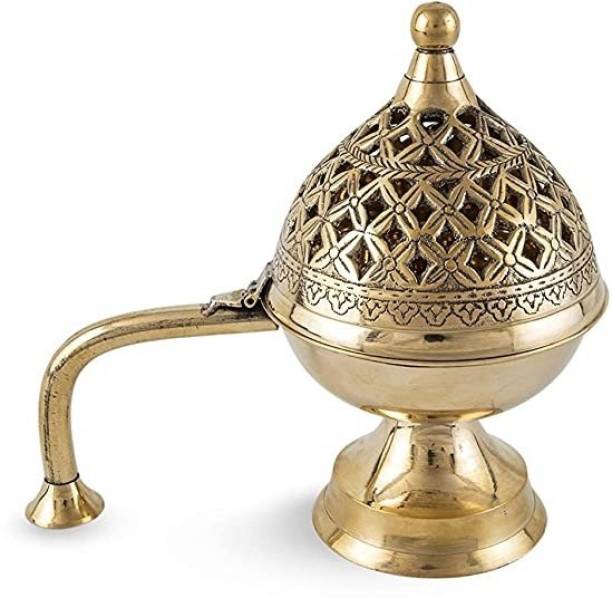Robin Export Company Brass Dhoop Dani Loban with Brass Handle Incense Holder Burner for Pooja Room Dhoop