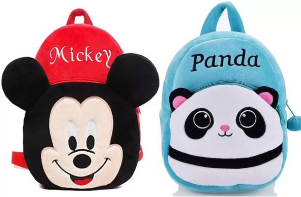 ASJS Mickey & Panda Combo Teddy Bear Soft Toy Kids Teddy Bag-Pack of 2  - 30 cm