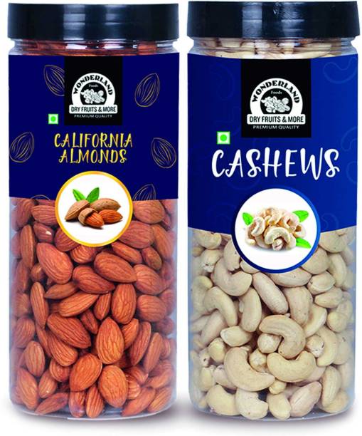 WONDERLAND Premium Almond (500g) and Cashew (500g) 1kg dry fruits combo pack Almonds, Cashews