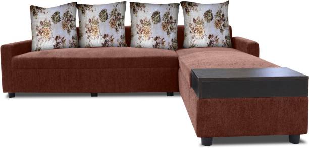 Flipkart Perfect Homes Porto L Shape With Storage And Printed Cushions Fabric 6 Seater  Sofa