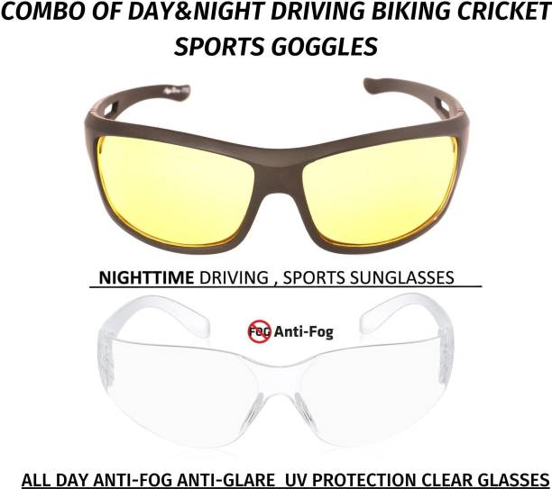 VAST COMBO OF Anti Fog Anti Glare | Day & Night Vision Wrap- Around Cricket Goggles Cricket Goggles