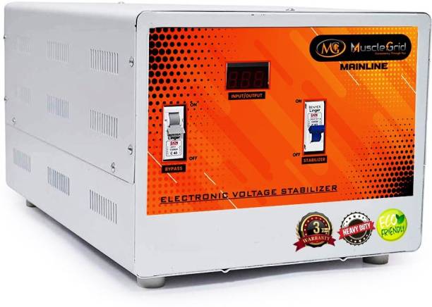 MuscleGrid India 5 KVA (50v-280v) LEGENDARY SERIES 100% Copper Wired Fully Automatic Voltage Stabilizer for Home