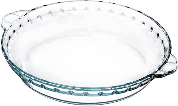PUREFIT Borosilicate Glass Round Storage Pie Plate 25 CM Microwave Safe Baking Dish