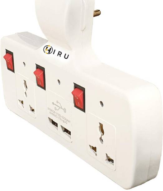 Hiru 3 Pin Multi Plug with Usb Port,Cordless Wall Socket Multi Outlet Extension Board 3  Socket Extension Boards