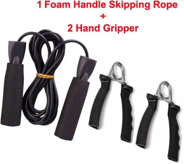 L'AVENIR Sports & Fitness 2pcs. Hand Grip Exerciser + 1 Foam Handle Ball Bearing Skipping Rope