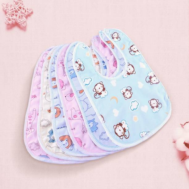 My New Born Fast Dry-Waterproof, Super Soft Cotton Daily Use, Elegant and Stylish Velcro bibs for baby boy and baby girl-Pack of 6