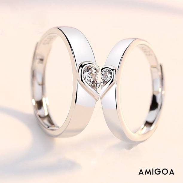 Karishma Kreations Adjustable Couple Rings Combo for Lovers Crystal Combine make 1 Hearts Love Birds Crown Engraved 'King Queen'' American diamond Valentine Gifts Adjustable Love Stylish Combo 925 Sterling Silver 2PCS Her King His Queen Couple ring Heart shape & forever love Promise Ring lover Stainless Steel combo finger rings Silver couple girls set combo Boys Rhodium Finger Ring only Valentine gift Smart Fashion Jewellery Collection propose i love you Lovers adjustable couple rings for lovers for girls women girlfriend boyfriend Brass, Stainless Steel, Copper, Brass Cubic Zirconia Rhodium, Silver, Titanium Plated Ring Set