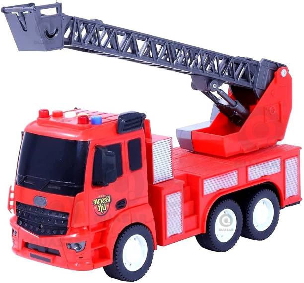 Quasar Collection of 6 wheel truck fire truck Construction Toys truck toys ,Pull Back Vehicles Fire Rescue Truck Toys ,Crane Toy Friction Power Toy Trucks for 3+ Years Old Boys and Girls, Light & Sound Toy for Kids