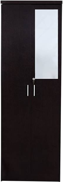 CASPIAN Wooden Wardrobe with Locker & Hanging Space for Clothes -Home Furniture Storage Engineered Wood 2 Door Wardrobe