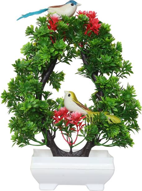MODO Plant with Sparrow for Living Room D�cor Bonsai Wild Artificial Plant  with Pot