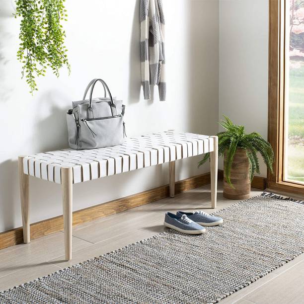 DOXEY Wooden Patio Bench Dining Bench Daybed Indoor Outdoor Use Leather 3 Seater