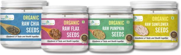 renaush Combo of Organic seeds- Chia seeds, Flax seeds, Pumpkin seeds, Sunflower seeds