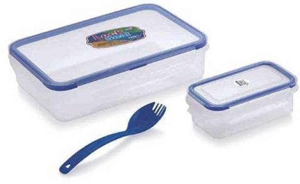 SpearOnline Plastic Lunch Box | 1 Spoon | Large Size Clip Lock Tiffin Box for School 1 Containers Lunch Box