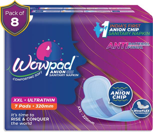 Wowpad Ultrathin Comforting Soft XXL 56 Sanitary Pads 320 MM, (7 Pads x Pack Of 8) Sanitary Pad