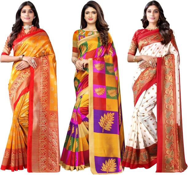 Printed, Geometric Print, Floral Print Jamdani Cotton Silk Saree Price in India